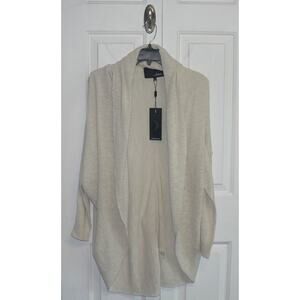 Line Knitwear Women's Open Front Shawl Collar Cocoon Cardigan in Oatmeal Medium